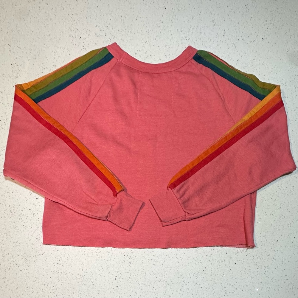 Aviator Nation EUC BOLT EMBROIDERY CLASSIC CROPPED CREW SWEATSHIRT 5 STRIPES - Picture 2 of 13